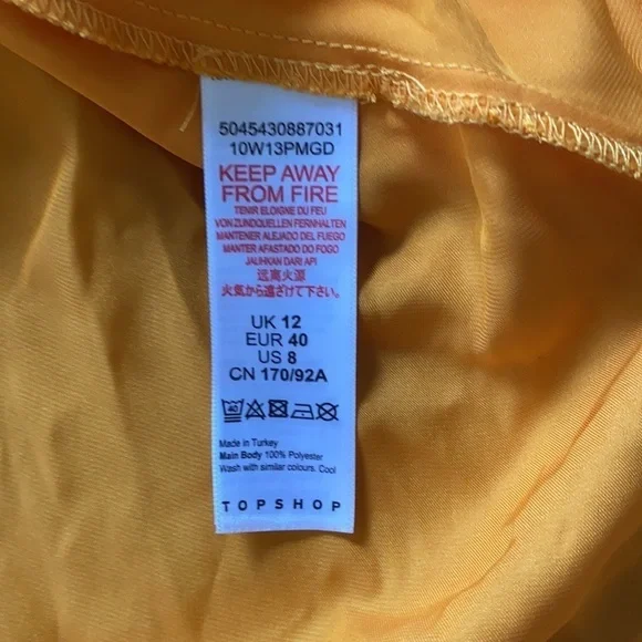 Topshop NWT Gold Orange Cowl Satin Slip On Midi Dress Size 8 - Picture 11 of 13